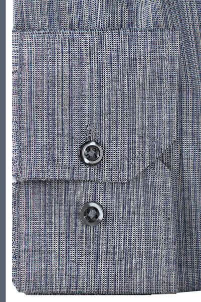 Varetta Men's Metallic Gray Long Sleeve Large Size Wide Cut Pocket Shirt