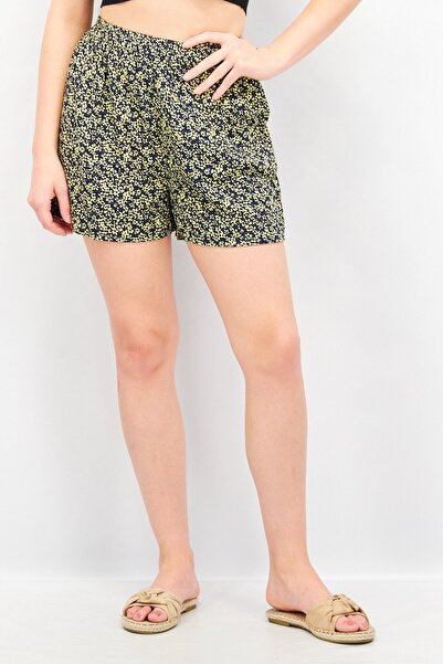 Wednesday's Girl Women Floral Printed Basic Shorts, Yellow