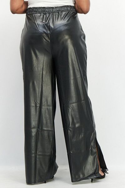 I Saw It First Women Regular Fit Solid Leather Pants, Black