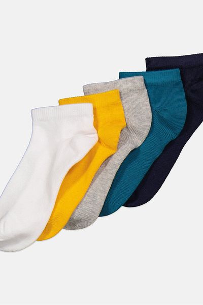 Tahari Kids Boy 5 Pairs Plain Ankle Socks, Yellow