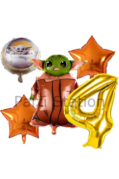 Parti Station Star Wars Yoda 4 Years Old Balloon Set Star Wars Yoda Concept B...