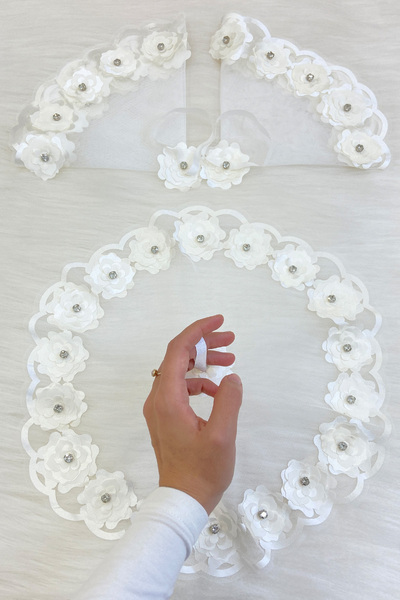 ZEYMERADE منديل العروس الأبيض، تفاصيل الحجر اللامع لحفلات الزفاف، وصيفة العرو...