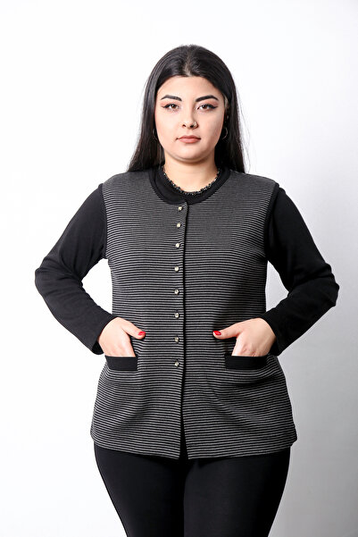 Laden Трикотажний светр з джерсі, синьо-сірий, короткий, жіночий