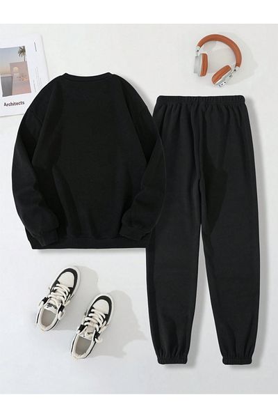 Revasser Unisex Γυναικεία/Ανδρικά RELAX Προσαρμοσμένα εμπριμέ βαμβακερά μπλουζάκια Jogger φούτερ στο κάτω μέρος