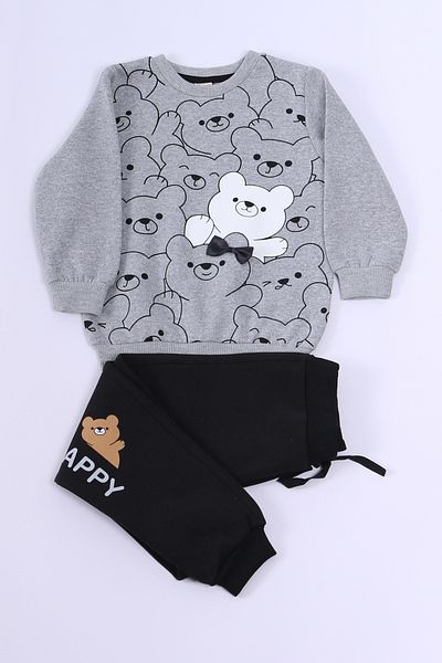 HÇM Girl's 3 Thread Tracksuit Set - Teddy Bear Printed A55