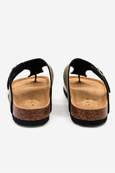 Tahari Men Slip On Synthetic Leather Cork Sandals, Green