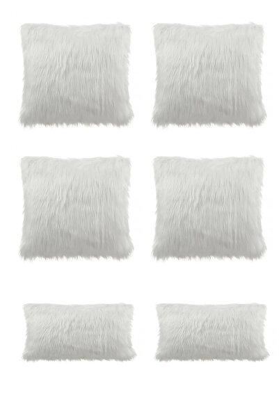 LadiesHome М'яка біла плюшева наволочка з 6 подушками, квадратна прямокутна к...