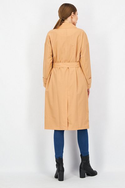 Couture Made For Vero Moda Women Notched Collar Belted Plain Trench Coat, Brown