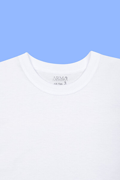 Arma Yıldız Boy's Crew Neck Undershirt Short Sleeve T-Shirt 6 Pieces White 100% Cotton