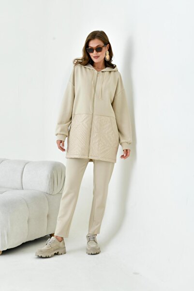 FTZ WOMEN Kadın Kapitone Takım Beige 30929