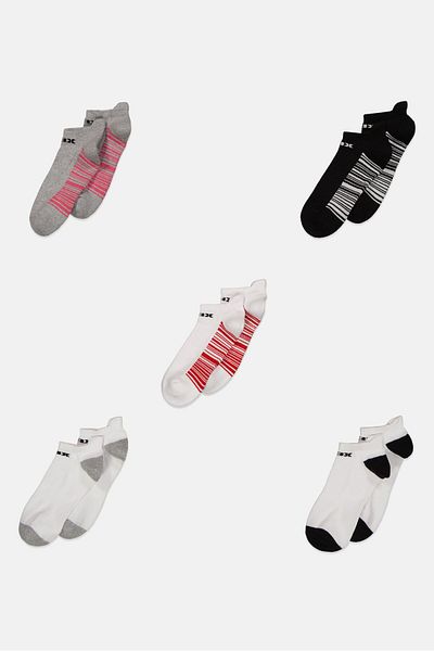 RBX Women 5 Pairs Textured Ankle Socks, Grey