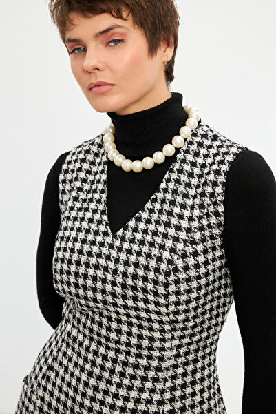 STELLA PULVIS Black Houndstooth Pocket Short Gilet Dress