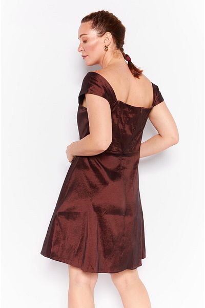 Collective The Label Women Solid Curve Dress, Brown