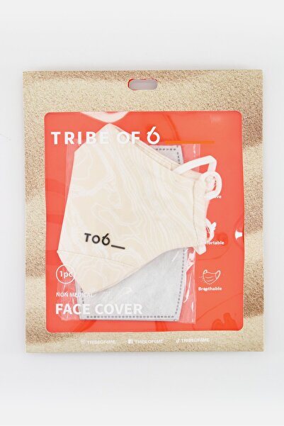 Tribe of 6 قناع وجه مطبوع، قطعة واحدة، لون بيج