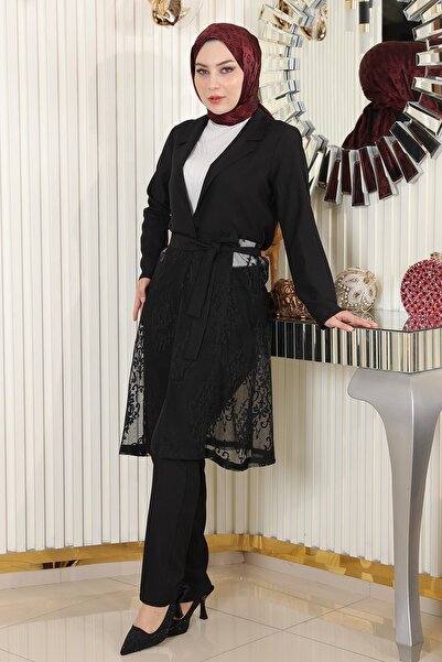 Modamihram Spitzenanzug Schwarz 9331