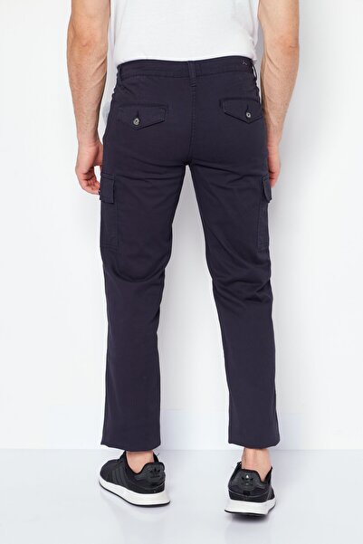 Nautica Men Slim Fit Plain Cargo Pants, Navy