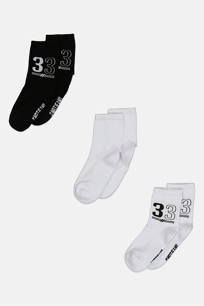 Ocean Pacific Kids Girl 3 Pairs Printed Crew Half Terry Socks, Black