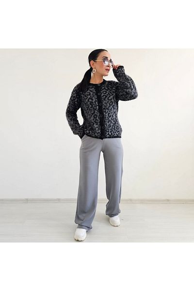 Altı Üstü Butik Button Detail Leopard Jacket