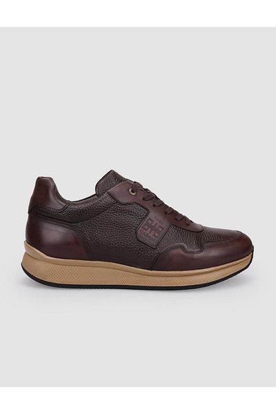 Cabani 100% Genuine Leather Brown Lace-Up Men's Sports Shoes