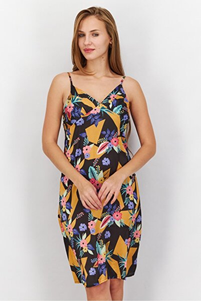 XOXO Women Floral Print Sleeveless Mini Dress, Black