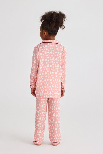 Katia&Bony Infinity Dots Girls szatén pizsama felső rózsaszín