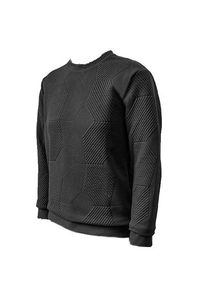 SÜVARİ Φούτερ Süvari Loose Cut O Neck με καπιτονέ έθνικ σχέδιο γκρι