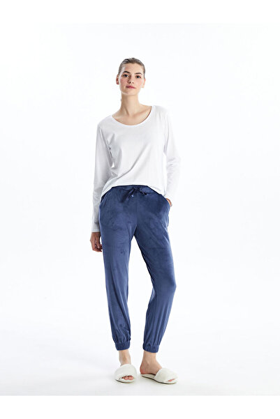 LC Waikiki Obyčejné sametové dámské spodní pyžamo Jogger s elastickým pasem