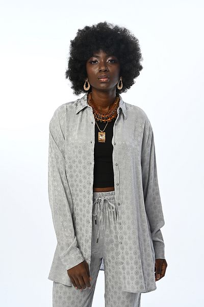 Orfeo Negro CĂMĂȘĂ DE FEMEI CULOARE GRI CU MODEL TĂIAT OVERSIZE