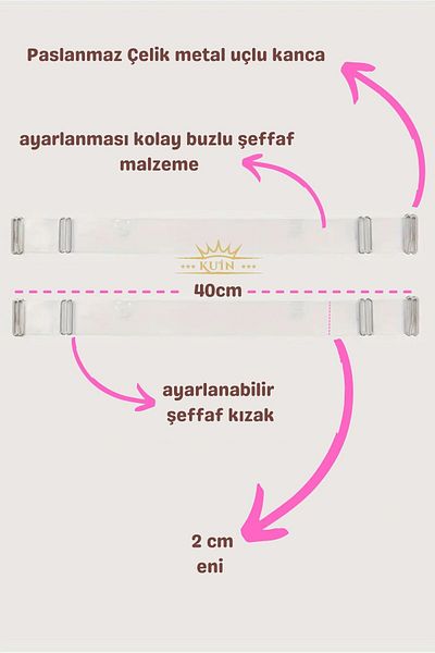 KUIN Sutien cu bretele Curea transparentă pentru spate (Sutien transparent de schimb pentru spate)