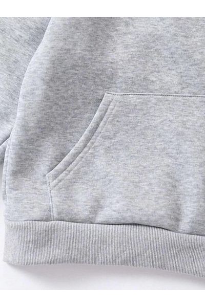 Pink Sky Hanorac pentru copii unisex gri - cu glugă, imprimeu pisicuță, bumbac