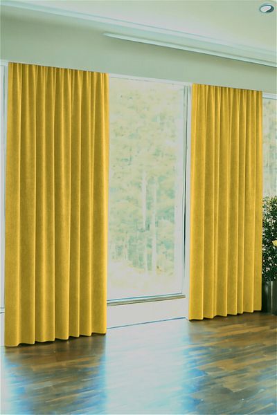 Soyoe Yellow Background Curtain Velvety Texture Single Wing Curtain