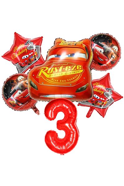 Miniso 1 set 6 pcs 6pcs Cartoon Cars 32Inch Number Foil Balloon Lightning McQueen Helium Balloon Set Birthd