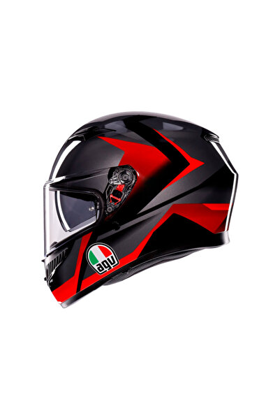 AGV K3 Mplk Striga Black Grey Red Kapalı Kask