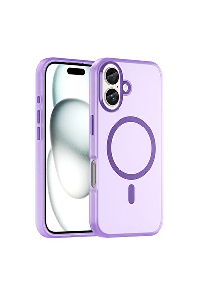 Store IPhone 16 Plus MagSafe Uyumlu Buzlu Şeffaf TPU + PC Tam Kapsama Mor Telefon Kılıfı(Yurtdışı Ürün)