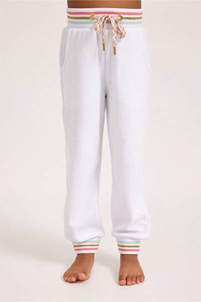 Katia&Bony Zábavné žirafí dívčí ručníkové kalhoty bílé