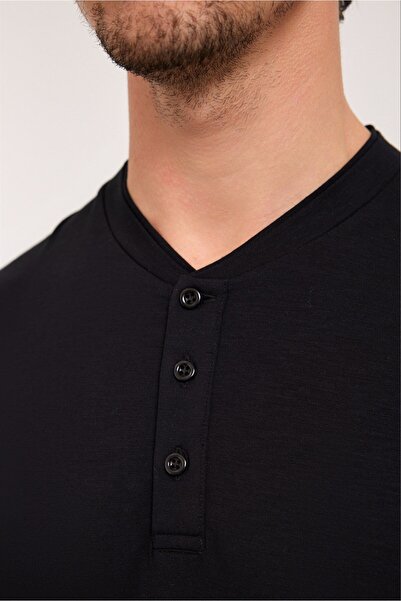 Katia&Bony Чоловічий піжамний верх з срібними ґудзиками, чорний