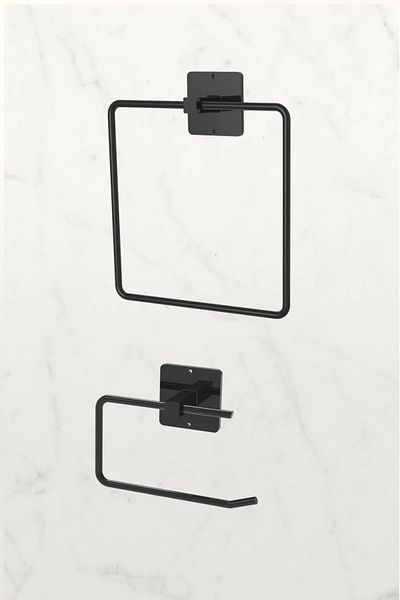MG HOME Σετ 2 τετράγωνων πετσετοθήκης και θήκης για ρολό τουαλέτας Σετ μπάνιου Σετ τουαλέτας ΧΩΡΙΣ ΤΡΥΠΑΝΙ ΒΙΔΩΝ