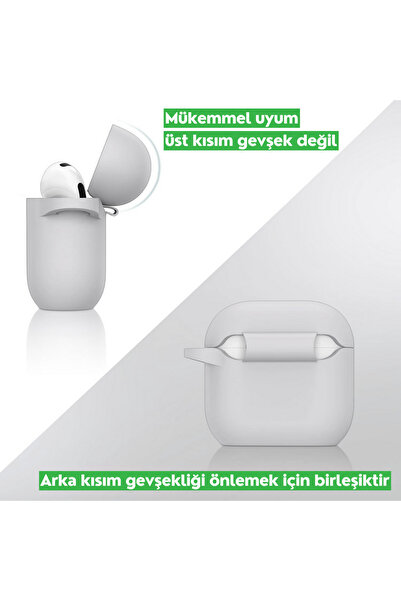 EWEC 4. Nesil Uyumlu Açık Gri Premium Silikon High Quality Kulaklık Kılıfı (2.5 MM KALINLIK)