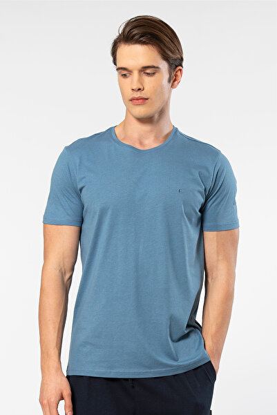 Cacharel 2169 Tricou pentru bărbați din bumbac modal cu decolteu triplu