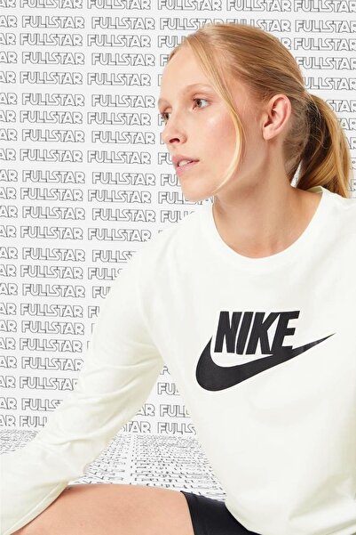 Nike Îmbrăcăminte sport Essential Future Crew Shirt Tricou crem cu mânecă lungă Hanorac