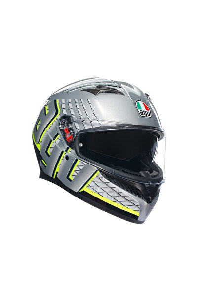 AGV K3 Fortify Grey Blk Yellow Fluo Kapalı Kask
