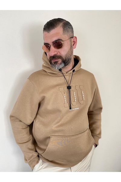BENESSE Φούτερ με κουκούλα με τρεις κλωστές και φλις εσωτερικά με τσέπη καγκουρό