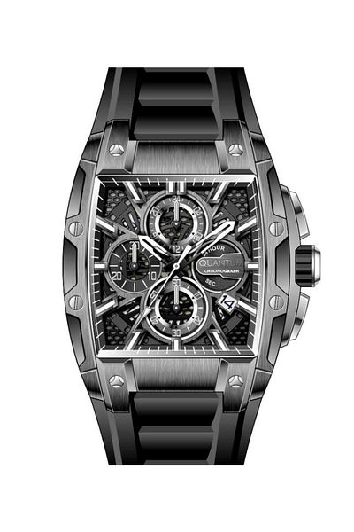 Quantum QUANTUM HNG1161.051 Men Chronograph Display Watch & Silicone Strap Black