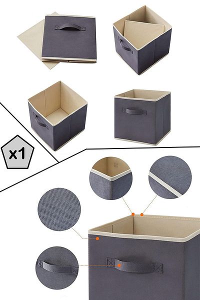 ADARYA HOME Under Cabinet Laundry and Toy Organizer Storage Box Without Lid |   30X30X30 cm (Grey)