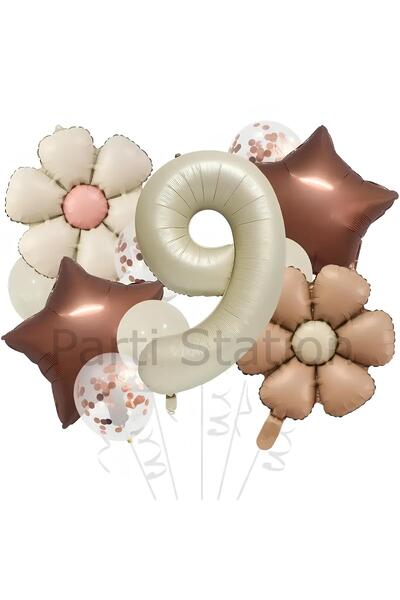 Parti Station مجموعة بالونات ذات لون عتيق بتصميم ديزي لعمر 9 سنوات، مجموعة با...