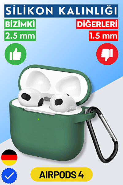 EWEC 4. Nesil Uyumlu Haki Premium Silikon High Quality Kulaklık Kılıfı (2.5 M...