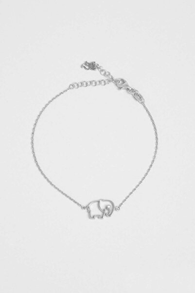 So CHIC... Bilge Fil 18 Ayar Beyaz Altın Kaplama 20 Cm Gümüş Bileklik