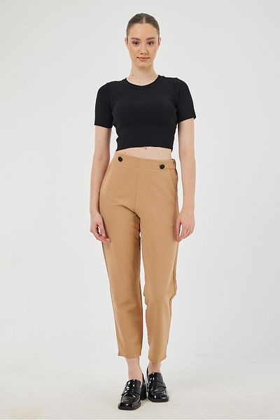 POODLE Women's Button Detailed Fabric Trousers