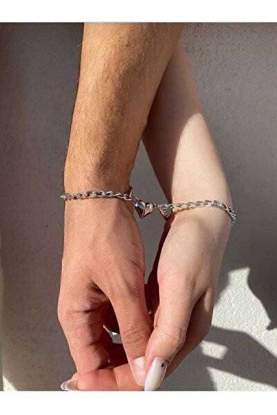 GLANZEND 2'li Mıknatıslı Kalp Sevgili Çift Bilekliği Kalp Bileklik 14 Şubat S...