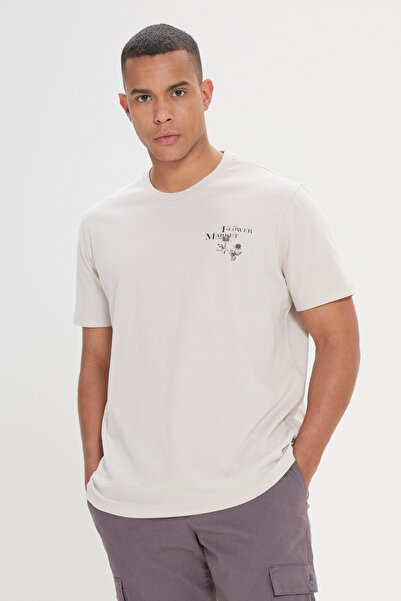 AC&Co / Altınyıldız Classics Ανδρικό μπλουζάκι με λαιμόκοψη από 100% βαμβάκι με άνετη εφαρμογή